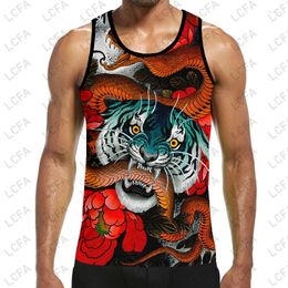 Men's Tank Tops LCFA Brand 3D Printed Red Snake Tiger Harajuku Vest Summer Undershirt Shirts Streetwear For Men/women Plus Size