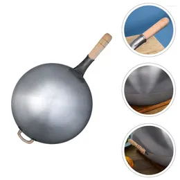 Pans Flat Skillet Wok Frying Pot Non-stick Pan Cooking Stainless Steel Kitchen Utensil With Handle