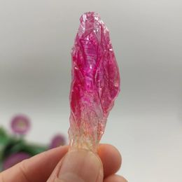 Decorative Figurines 1pc Electroplated Natural Crystal Wand Point Aura Quartz Healing Stone DIY Jewelry Making Home Room Decorations