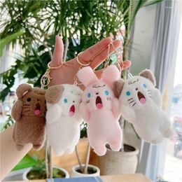 Keychains 12cm Plush Keychain Cute Doll Refuelling Dog Rabbit Small Pendant Random Style 2024 Wholesale