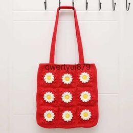 Shoulder Bags Fasion Flower Crocet Women Soulder Floral Knied Tote Bag andmade Woven Lady andbags Casual Sopper Purses TrendH2421