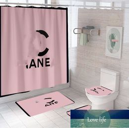 Fashion Polyester Shower Curtain Double-Sided Waterproof and Mildew-Proof Bathroom Curtain Solid Color Letter Boho Hotel