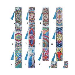 Bookmark Wholesale Diy Diamond Painting Bookmark With Tassel Mandala Flower Printing For Valentines Day Graduation Birthday Embroidery Dh3Rj