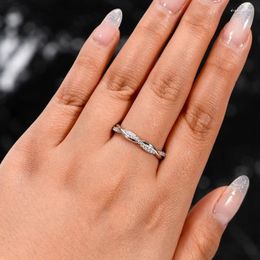 Cluster Rings Twisted Rope Promise Ring 925 Sterling Silver Luxury Cubic Zirconia Jewelry Bridal Matching Wedding Band For Women 2024