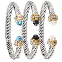 Charm Bracelets Fashion Stainless Steel Bracelet Zircon Wire Twisted Rope 7MM Open Accessories Wholesale Designer bracelet gold bracelets