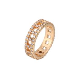 Tiff Ring Designer Luxury Fashion Women Original Quality T Precision High Edition V Gold Ring Hollow Out Geometric Square Wide Narrow Couple