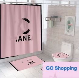 All-match Polyester Shower Curtain Double-Sided Waterproof and Mildew-Proof Bathroom Curtain Solid Colour Letter Boho Hotel