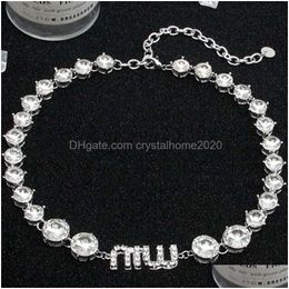 Pendant Necklaces Miu Big And Small Sister Style High Class Fl Diamond Party Collarbone Chain Dress Necklace Accessories Drop Delivery Dhvlz