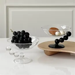 Plates Nordic Transparent Glass Bowl Home Coffee Table Decoration Fruit Dessert Ice Cream Jewellery Storage Tray Snack Plate