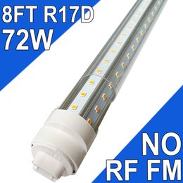 R17D 8 Foot Bulb Light,270 Degree 72W V Shaped LED Replacement for Fluorescent Fixtures,Clear Cover,85V-265V, Dual-Ended,Rotatable HO Base usastock