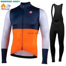 Men's Tracksuits 2024Winter Jackets Racing Cycling Long Seves Jersey Set Warm Fece Bike Triathlon Road ClothingH2421