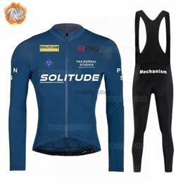 Men's Tracksuits 2024 PNS Winter Thermal Fece Cycling Setuniformwarm Bib Pants Road Bike Clothing Ropa Ciclismo Men Long seve JerseyH2421