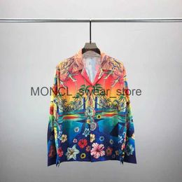 Men's Casual Shirts 2023 Casual Shirt Men Long Sleeve Turn-down Collar Shirts New Spring Men Party Clothing Harajuku Floral Print Blouse Top camisasH2421