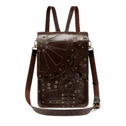 School Bags Steampunk Retro Gear Shoulders Ladies Mobile Phone Lipstick Storage Outdoor One-shoulder Messenger Large-capacity Backpack Bag