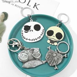 Keychains Lanyards The Nightmare Before Christmas Keychain Sally Jack Skellington Halloween Key Ring Jewellery Backpack Keys Holder Accessories Q240201