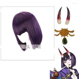 Articoli per feste Fate Grand Order FGO Assassin Shuten Douji Costume cosplay Parrucca per capelli Copricapo Corna Set di accessori verdi Puntelli di carnevale per donna