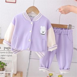 New spring fashion suit children's clothing 2024 three-dimensional rabbit cardigan long sleeved two-piece set trendy girl set