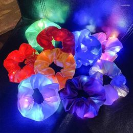 Party Decoration 2024 10pcs LED Luminous Hair Scrunchies Light Up Elastic Women Girls Bands Festive Glow-in-the-dark