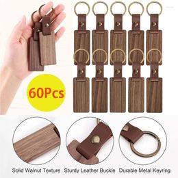 Keychains 60Pcs Blank Wood Keychain Fashion Gift For Car Key Ring Chain