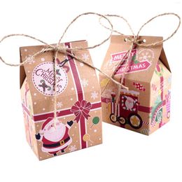 Gift Wrap Christmas House Style Box Kraft Paper Candy Bag Cookies Boxes Party Supplies Favor