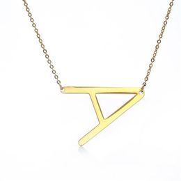New Minimalist Gold Rose Gold Silver Color 26 A-Z Letter Name Initial Necklaces For Women Long Big Letter Pendant Necklace1259T