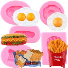 Baking Moulds DIY French Fries Hamburger Fried Eggs Cake Chocolate Silicone Moulds Cookie Fondant Candy Clay Mould Decorating Tools