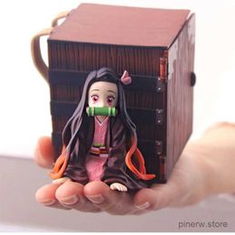 Action Toy Figures 9CM Kawaii Demon Slayer Nezuko With Box Up Art Mini Cute Kimetsu No Yaiba Figurine Lovely Model Dolls Toys