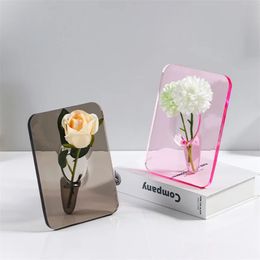 Acrylic Po Frame Vase Modern Art Floral Flower Desktop Plant Holder For Office Home Decor Gift Wedding Table Centerpiece 240127