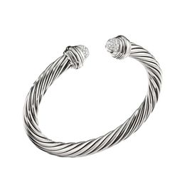 Dy Bracciale Designer Lusso Moda Uomo Donna Qualità originale Argento sterling 925 Classico Bracciale aperto Hip-Hop 7MM Elegante colletto retrò Gioielli Regalo di festa