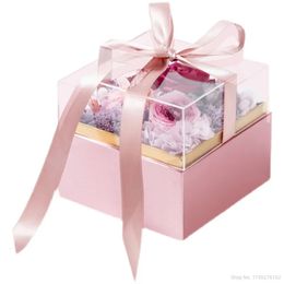 Small Acrylic Flower Transparent Gift Box Bouquet Wrapped Rose Fresh Packing 240124