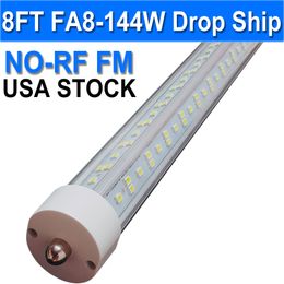 8 Foot LED Bulbs,144W 6500K 18000lm, T8 T10 T12 8ft LED Bulbs Fluorescent Light Replacement, FA8 Single Pin V Shaped LED Tube Light, Clear Cover usastock