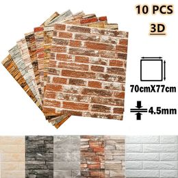 10Pcs Self-adhesive Panel Living Room Background Brick Waterproof Foam Wallpapers Bedroom Wall DIY Luxury Decor 3D Wall Sticker 240123