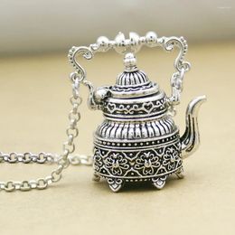 Pendant Necklaces Vintage Silver Plated Victorian Wonderland 3D Tea Pot Party Steampunk Goth Necklace Link Chain Choker Collar Jewellery