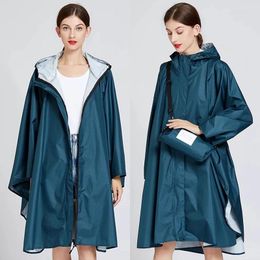 Raincoats Hood Rain Coat Poncho Cover Trench Raincoat Or Women Waterproof Zipper Female Cloak PU Coating With Storage Bag Free Size