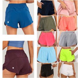 LU-0160 Womens Yoga Outfits High Waist Shorts Exercise Short Pants Fitness Wear Girls Running Elastic Adult Sportswear Lined Drawstring WSZT