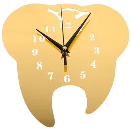 Wall Clocks Tooth-shaped Mirror Clock Modern Dental Clinic Silent Decorative Hanging Non Ticking Acrylic For Home Mute Office