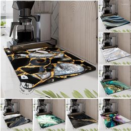 Table Mats Marbling Dish Drying Mat For Kitchen Coffee Maker Pad Super Absorbent Diatom Mud Drain Dishes Cup Bottle Draining