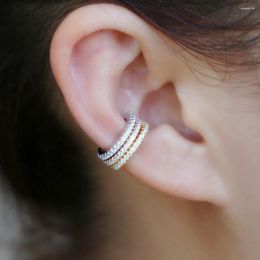 Stud Earrings 4 Colours 925 Sterling Silver Small Round Ear Cuff Clip Cover With Shiny Mini Cz Delicate Jewellery For Women Wedding Gift