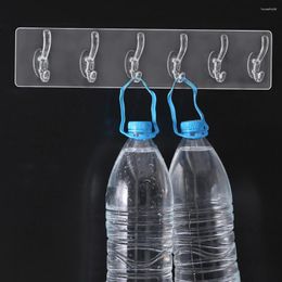 Hooks 1/3/5/6 Row Transparent Wall Hanger Strong Adhesive Hangers For Bathroom Kitchen Towels Hats Keys Storage Rack