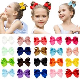 Hair Accessories 2pcs Boutique Bowknot Clips Handmade Colourful Solid Ribbon Grosgrain Bow Hairpin For Girl 3/4/6/8inch