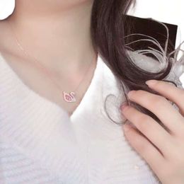 Swarovski Necklace Designer Women Original Quality S925 Silver Black Swan Necklace Romantic Pink Swan Versatile Gift