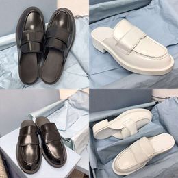 New Designer Loafers Leather Women Sandals Comfort Mules Triangle Platform Dress Shoe Classic Matte Summer Outdoor Casual Shoes With Box 516