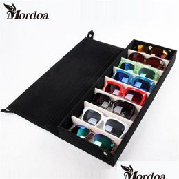 Storage Boxes & Bins 8 Grids Storage Display Grid Case Box For Eyeglass Sunglass Glasses Jewellery Showing With Rack E 48.5X18X6Cm 21091 Dhi1Y