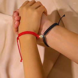 Charm Bracelets HI MAN Round Zircon Magnetic Balls Black Red Bracelet Couple Two-piece Set Handmade Girls Boy Anniversary Gift Jewelry