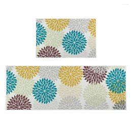 Carpets Kitchen Rug Foot Pad Flower Print Mats Rugs Set Super Soft Non-slip Easy To Clean Home Decoration Door Mat Wear