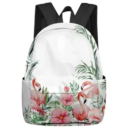 Backpack INS Style Tropical Plants Flamingos Women Man Backpacks Waterproof School For Student Boys Girls Laptop Bags Mochilas