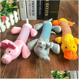 Dog Toys & Chews Dog Toys Chews Cute Pet Cat P Squeak Sound Funny Fleece Durability Chew Molar Toy Fit For All Pets Elephant Duck Pig Dhr64