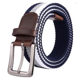 Belts Unisex Canvas Belt Fashion Elastic Force Weave Men Alloy Pin Buckle & Women Casual Simple Jeans