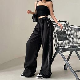 Women's Pants Baggy Black Sweatpants Basic Low Rise Side Stripe Patchwork Jogging Trousers Women Streetwear Y2k Aesthetic Capris