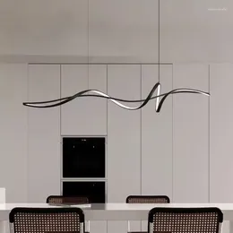 Chandeliers Art Modern Led Pendant Chandelier For Kitchen Island Bar Dining Room Matte Black Hanging Fixtures